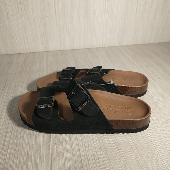 Skechers Women's Luxe Foam Relax Fit Two Strap Sandals in Black Size 6 - Picture 4 of 6